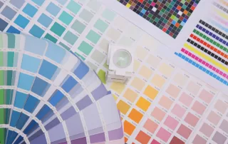 Palette of various colors, tints, and shades for branding design project, choose a brand color