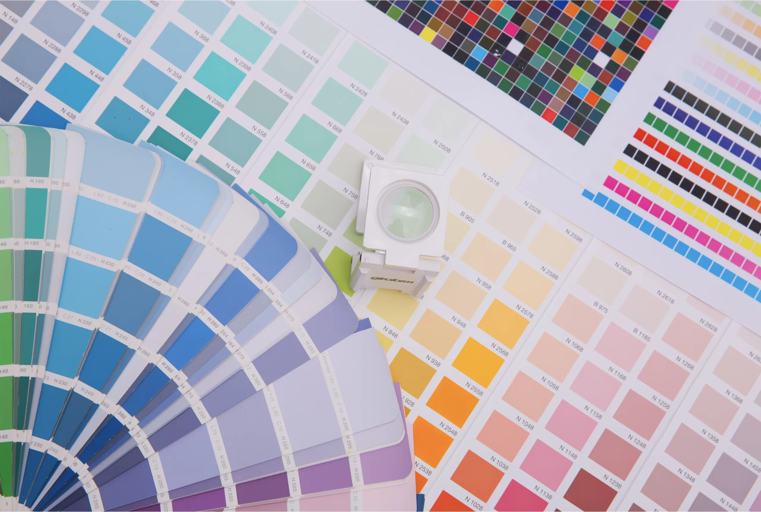 Palette of various colors, tints, and shades for branding design project, choose a brand color