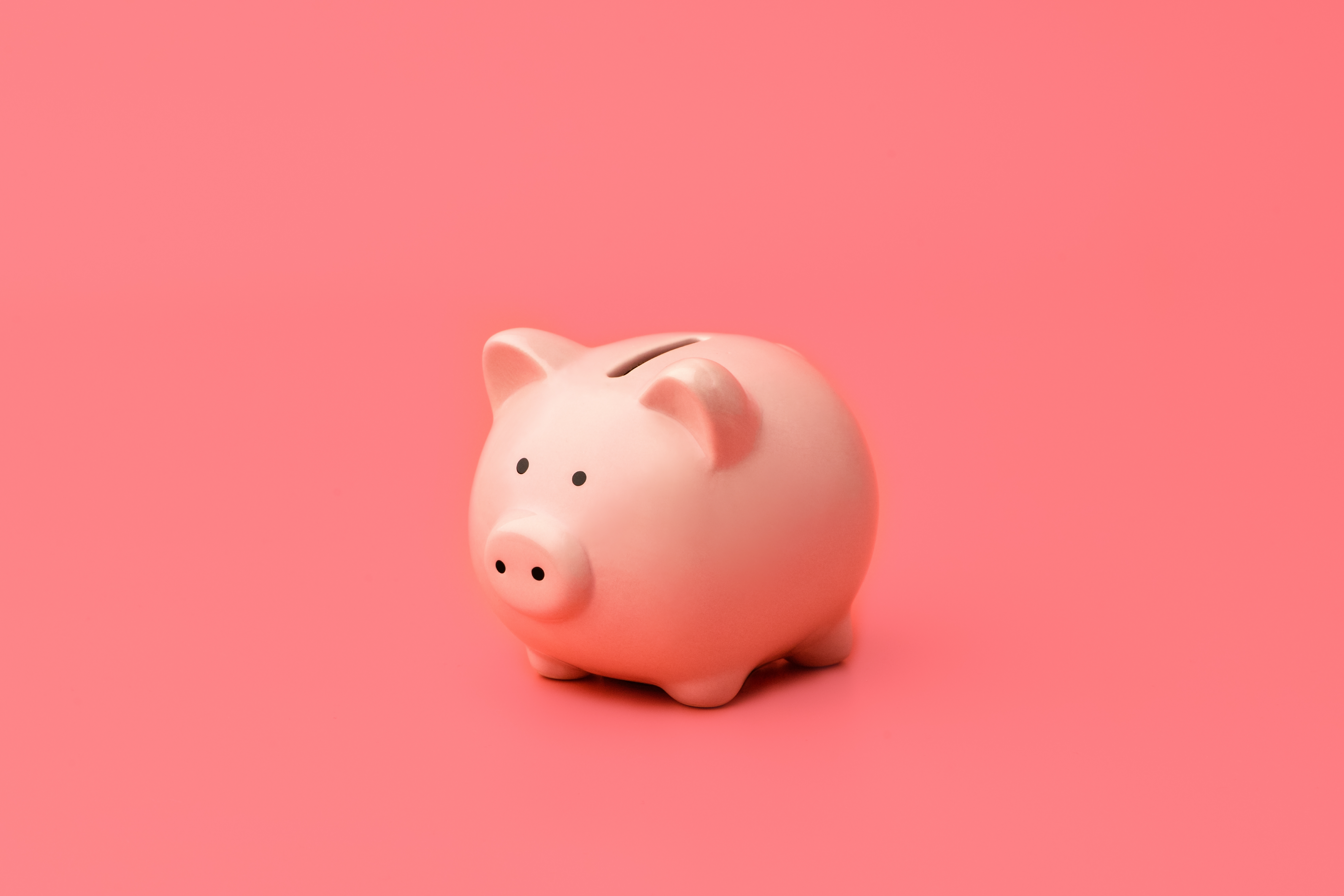 A pink piggy bank on a pink background, symbolizing Graphic Design Budget strategies for Small Business Graphic Design.