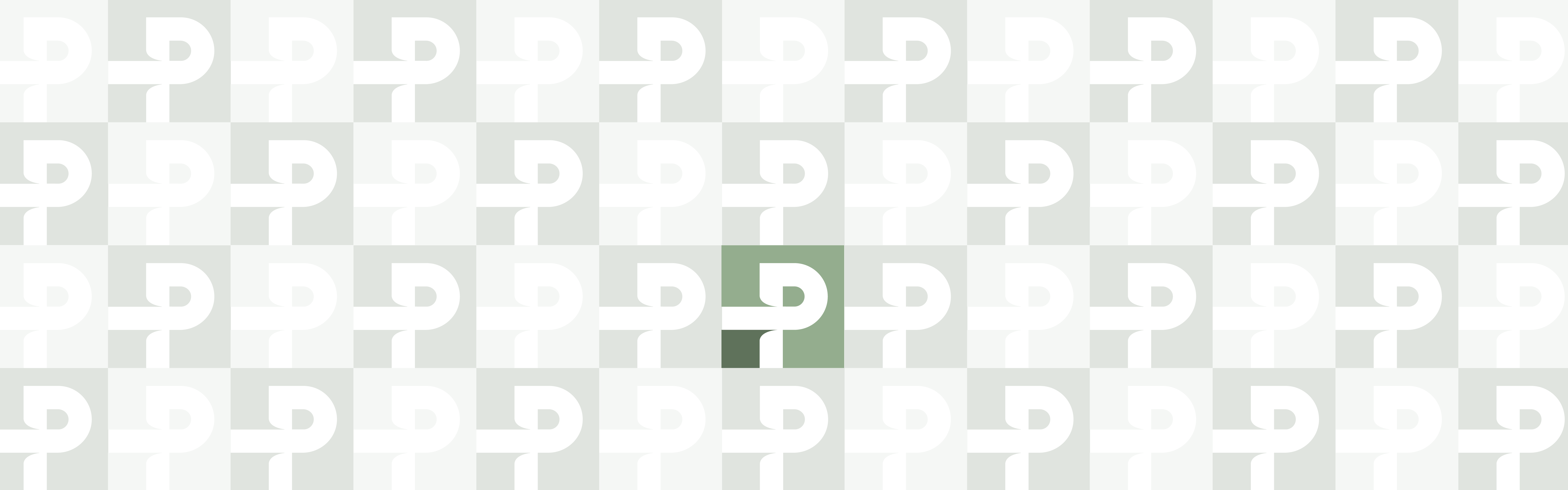 A pattern of white 'd' letters against a gray background, with one green 'd' standing out in the center, representing the Profero Team.