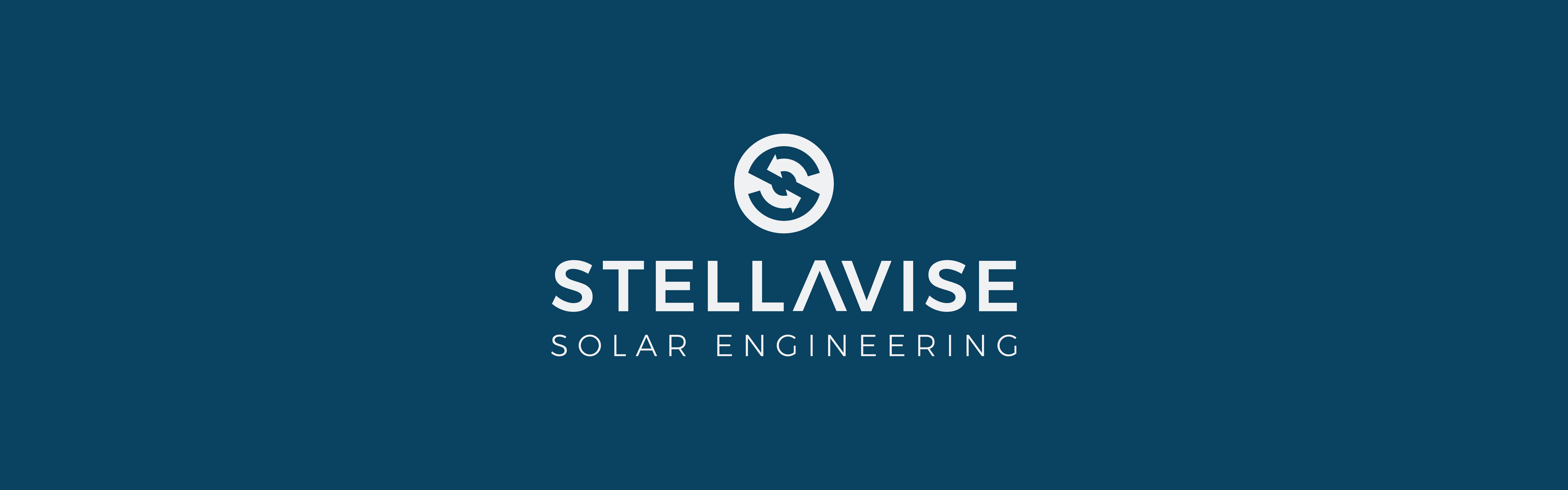 The image displays a logo with the name "Stellavise" in capital letters, alongside the tagline "solar engineering." The logo features an abstract symbol that contains elements suggestive of.
