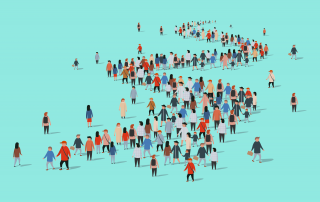 Illustration of a diverse group of people walking in different directions on a plain background, perfect for a blog post.