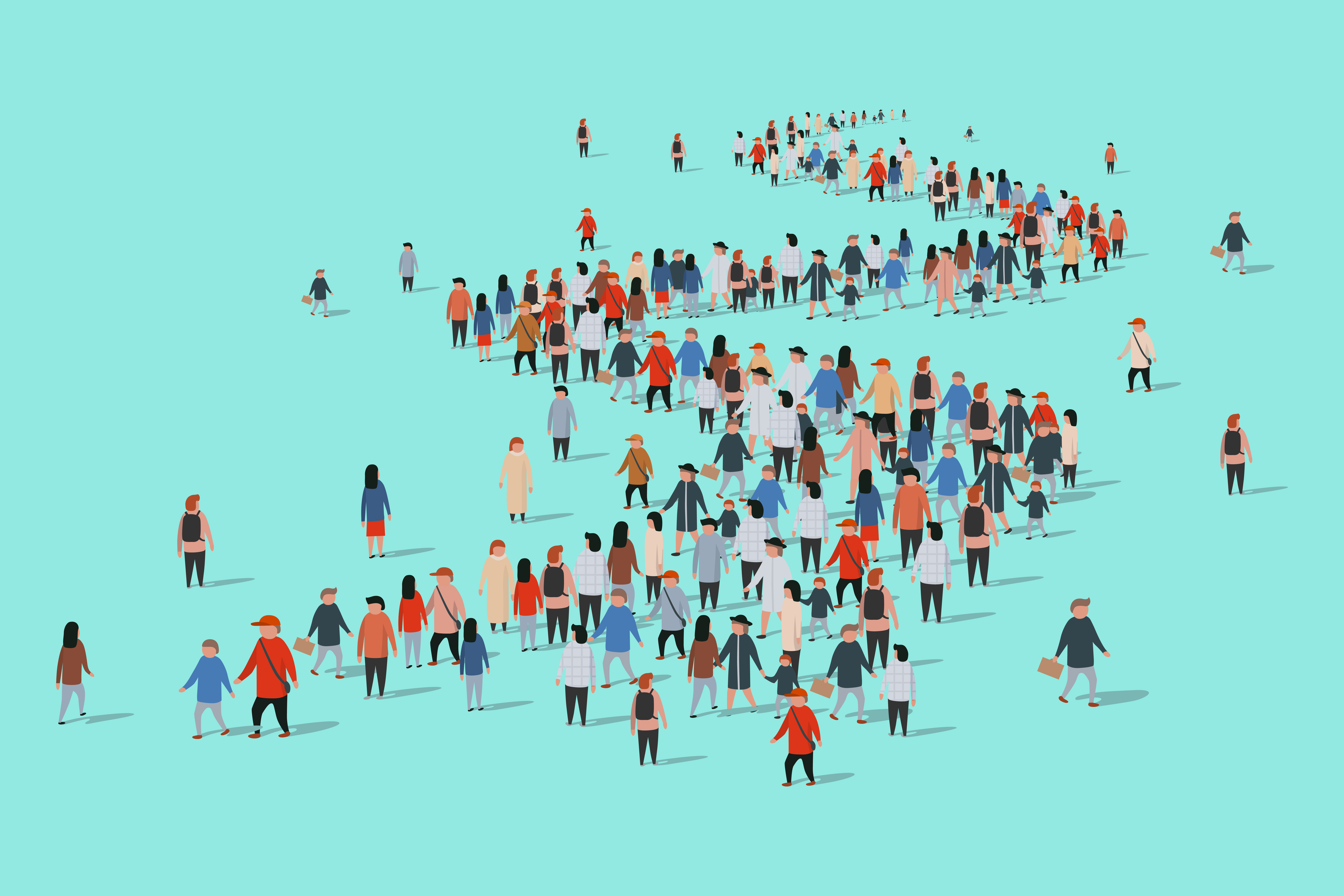 Illustration of a diverse group of people walking in different directions on a plain background, perfect for a blog post.