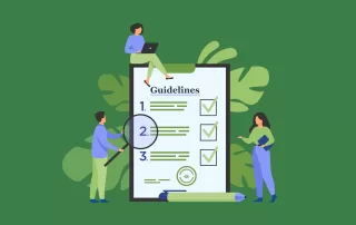 a small business team references their brand guidelines document as they create content and design their website for a strong brand presence