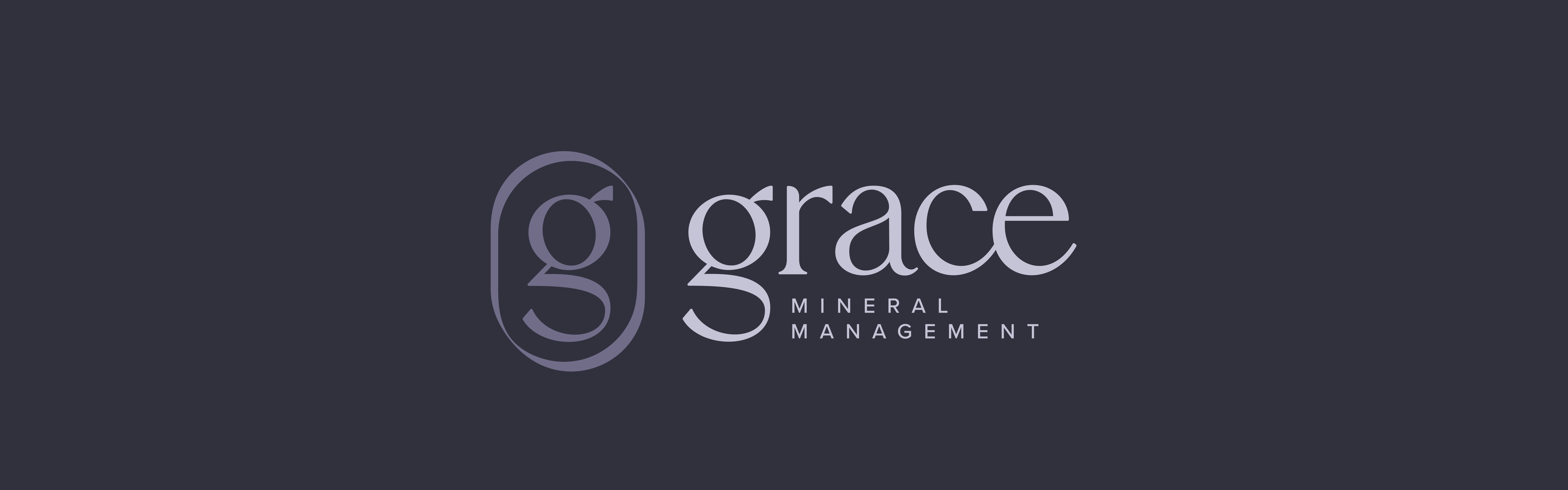 The image displays the logo for "Grace Mineral Management" set against a dark blue background. The logo consists of a stylized letter "G" followed by the word "Grace" in lowercase c.