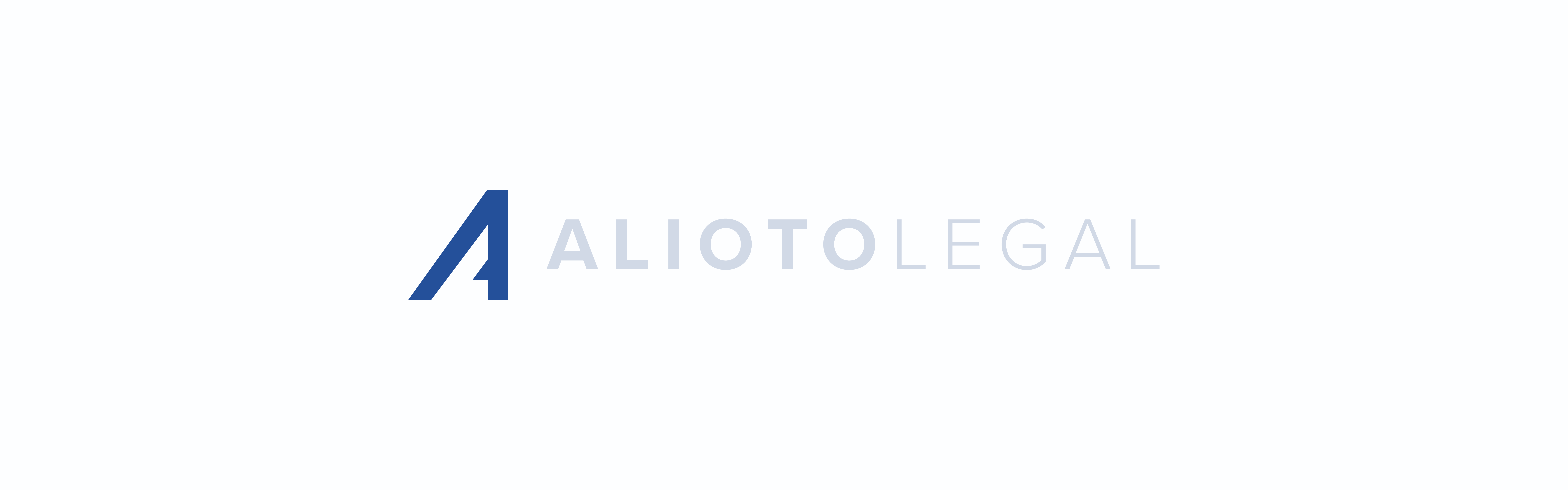 The image shows a logo with the text "aliotolegal" in capital letters, predominantly in a dark hue, possibly blue or black, with a graphical element that looks like a forward.