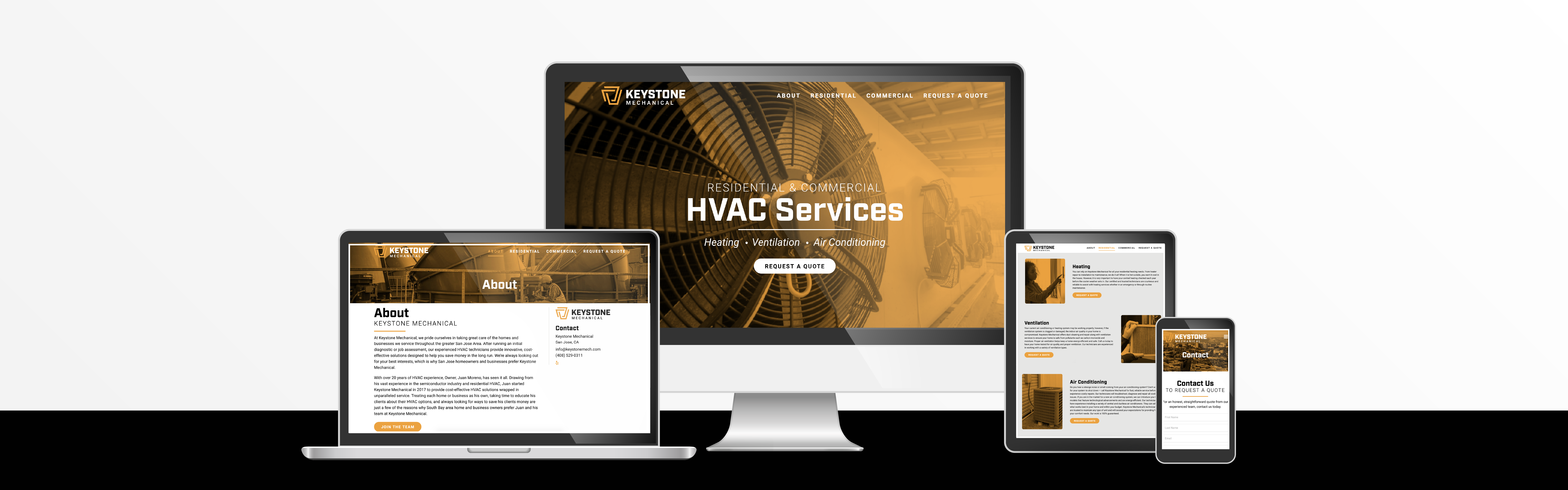 Responsive website design displayed across multiple devices, showcasing Keystone Mechanical's online presence as a hvac services company.
