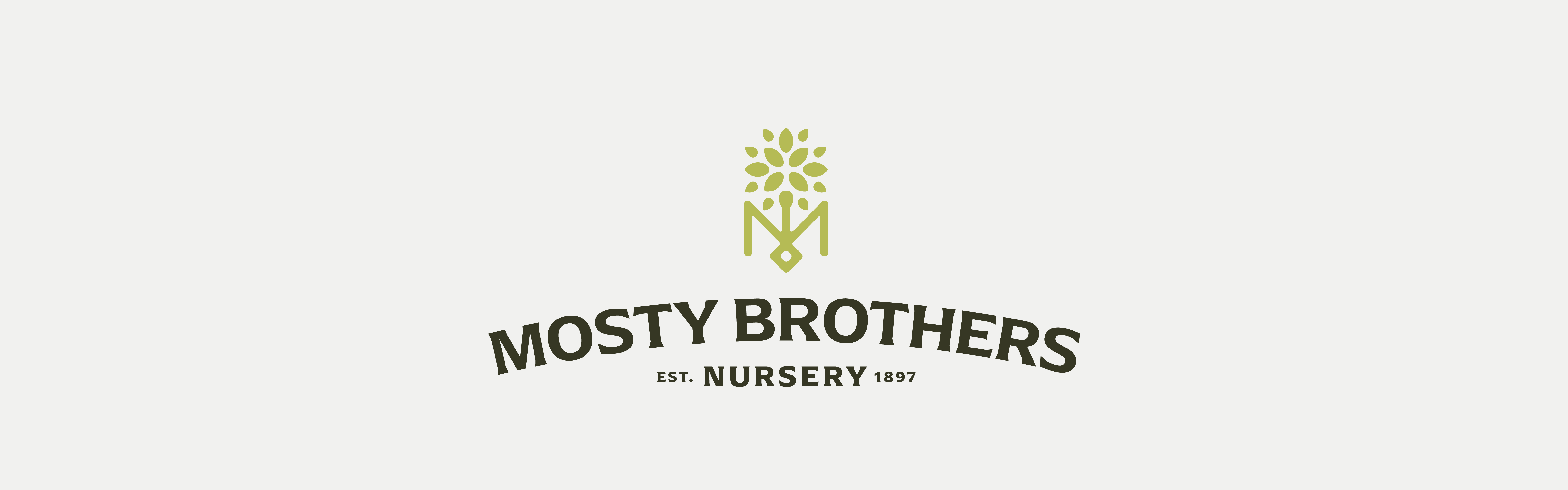 A logo featuring the text "Mosty Brothers Nursery est. 1897" with a graphic of stylized plants above the text.