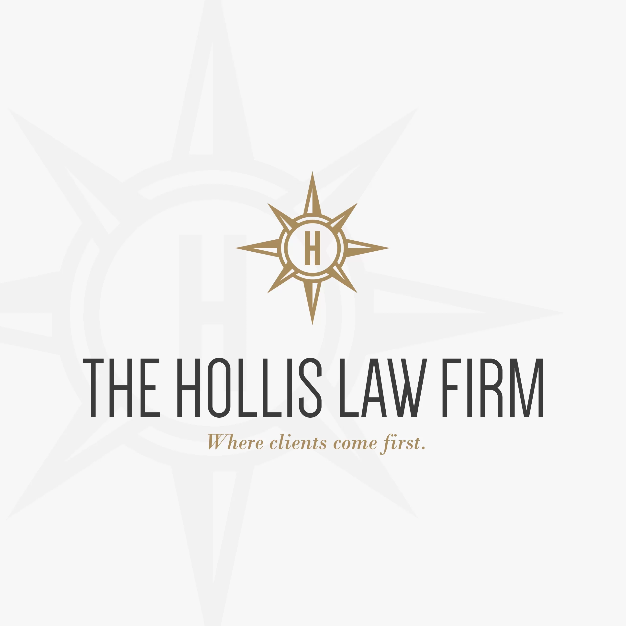 The Hollis Law Firm light logo design.