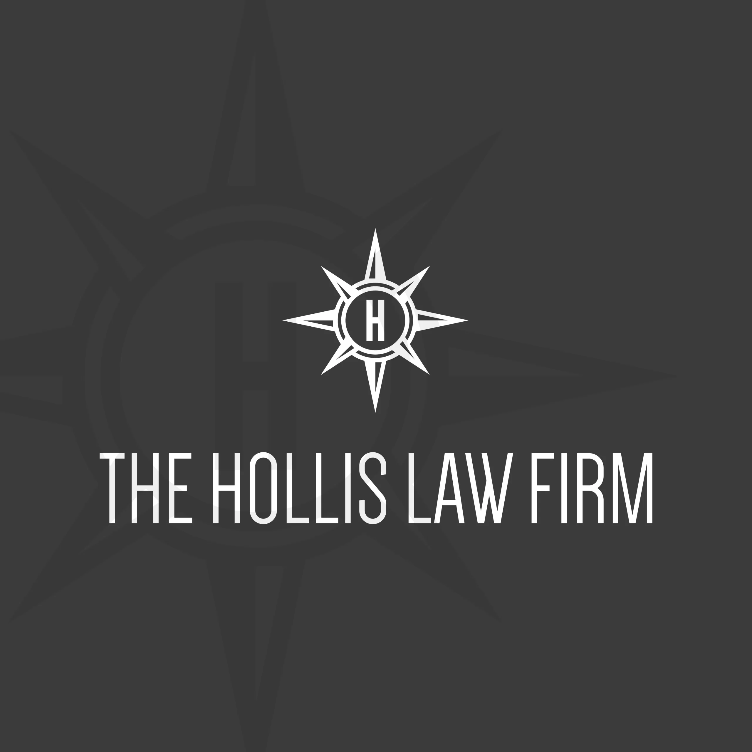 The Hollis Law Firm dark logo design.